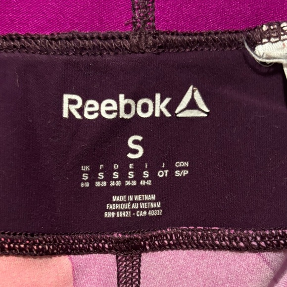 Reebok Leggings, Compression, Geometric, Pink & Purple, 7/8 - Picture 7 of 9
